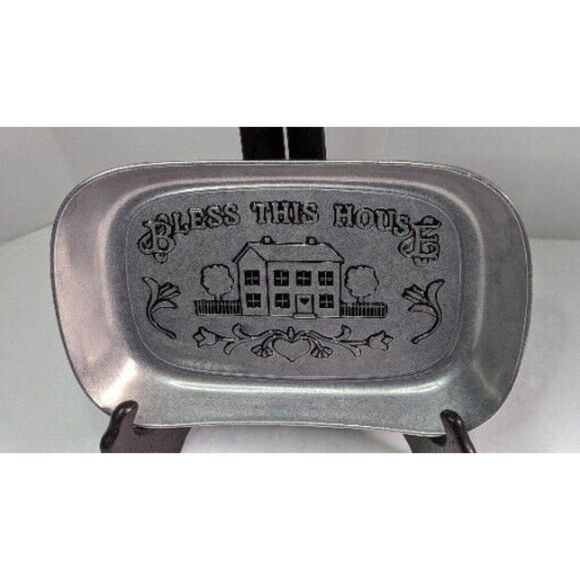 Wilton Armetale 'BLESS THIS HOUSE' Serving Tray/Bread-Pewter Metalware w/Tags - Picture 1 of 11